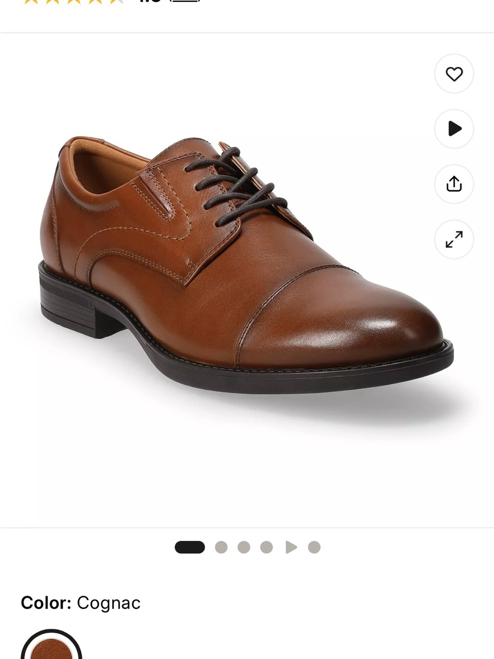 Cognac Leather Cap-Toe Derby Shoes -  MenNWT